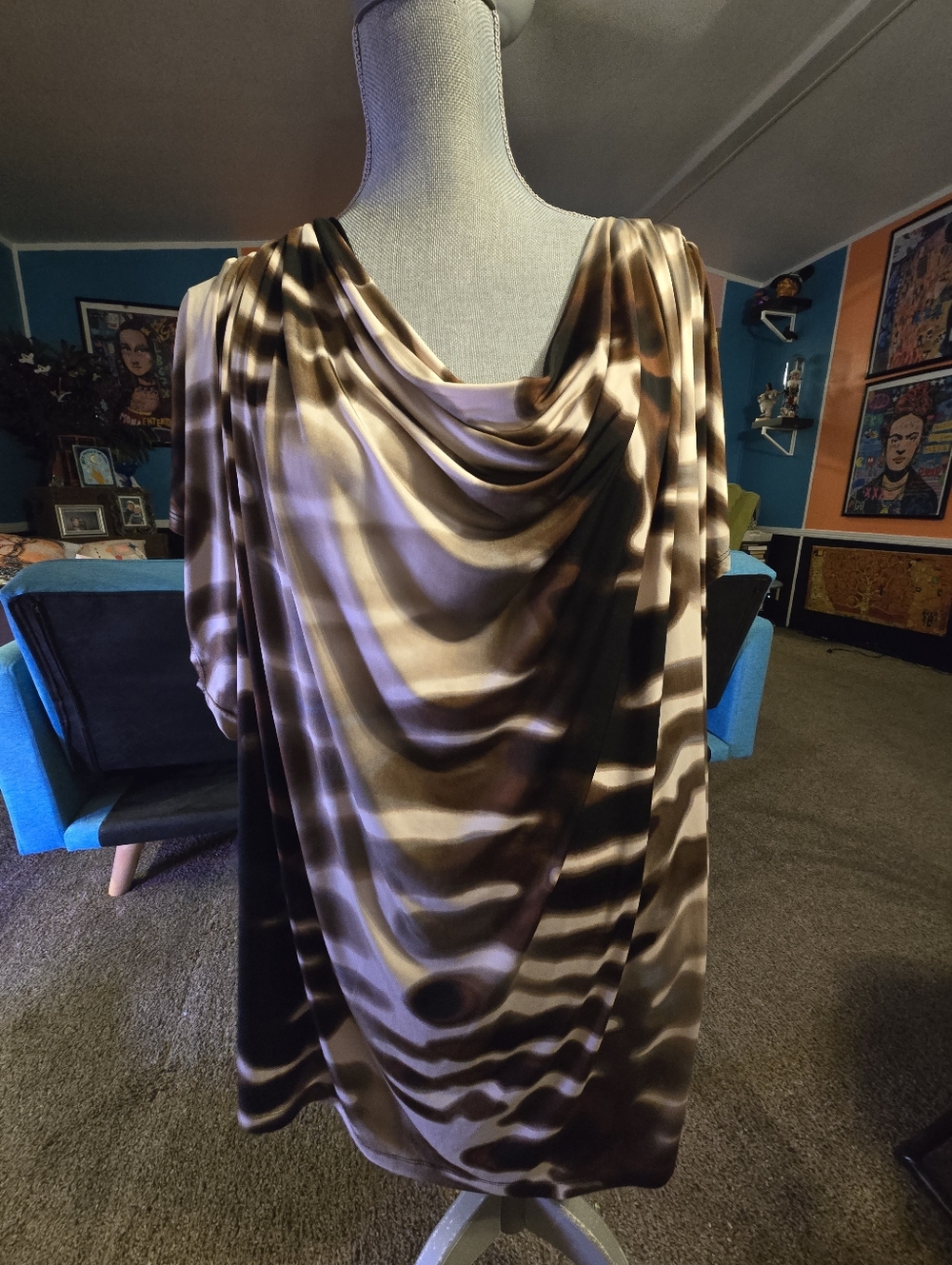 Worthington US Women’s Plus Size 3X Cowell Neck Sleeveless Top Tie Dye Look Cute